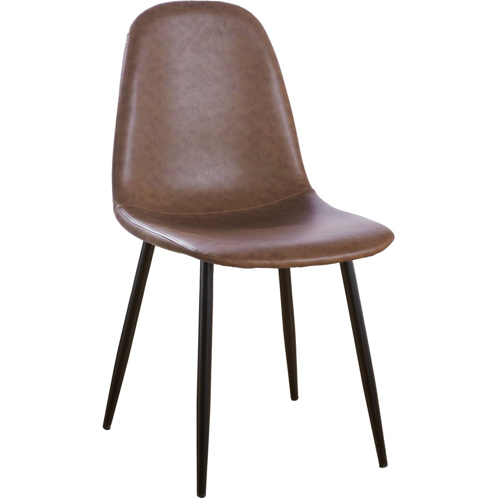 Matstol  Vintagebrunt PU-l&auml;der, ergonomisk sits & svarta metallben  Carisma 2-pack