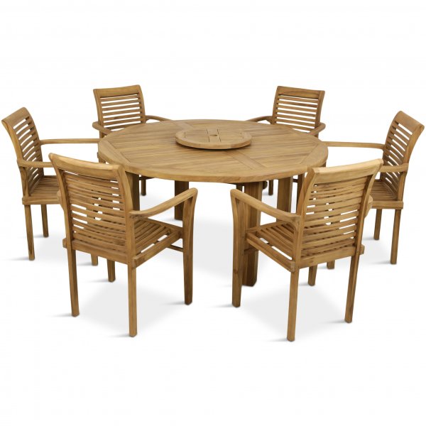 Runt utebord 150 cm | 6 stolar teak |�Lyfco Ut�
