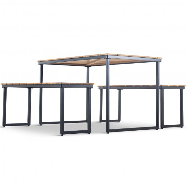 Bord med bnkar | Utomhusmbelset | Acacia | 4 sittplatser | Lyfco ja