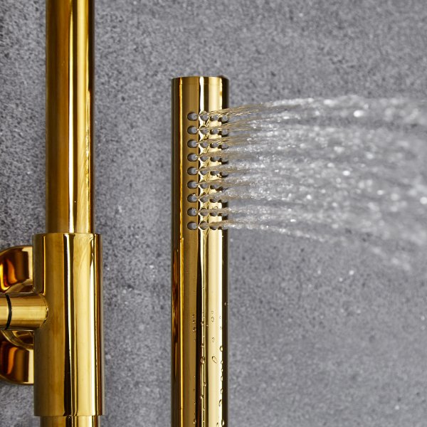 Komplett takduschset med handdusch | Mässing Komplett takduschset med handdusch | Mässing