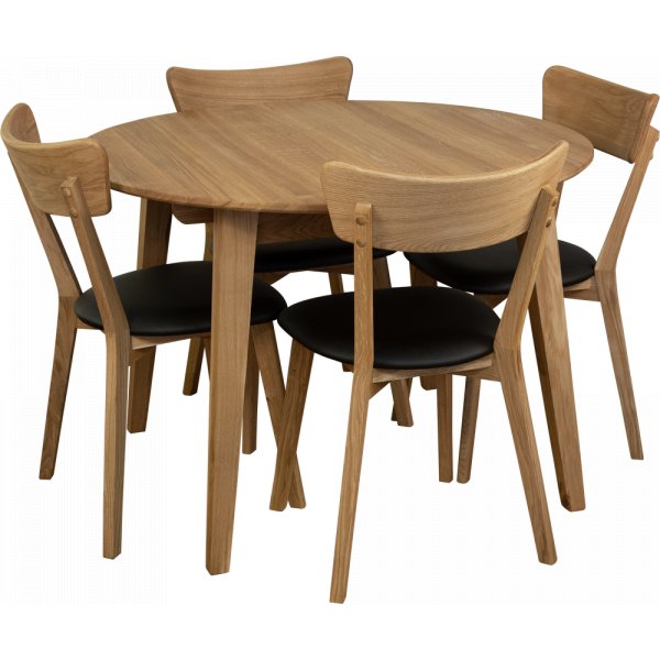 F�rl�ngningsbart runt matbord �110-160 cm i oljad ek | Genova