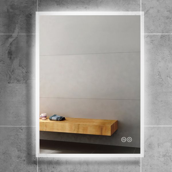 Badrumsspegel med dimbar belysning och anti-fog