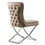 Matstol i beige sammet med kromat underrede, 2-pack | Luxury