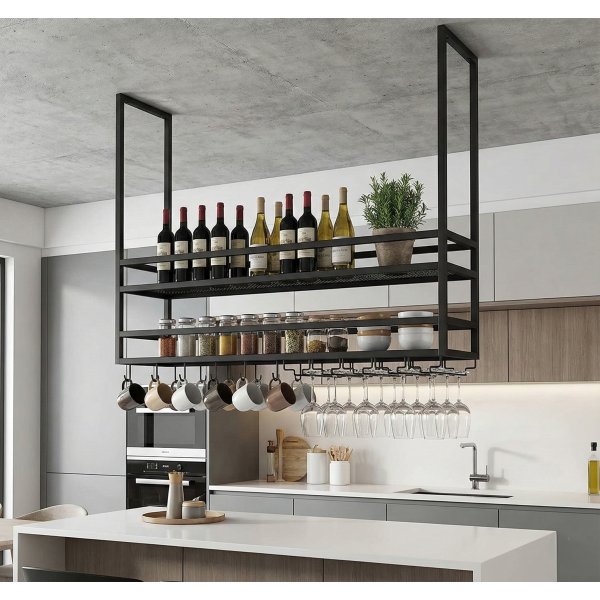 Takh�ngd vinhylla till k�ks� i svart metall | Vin & vinglas | 120 cm