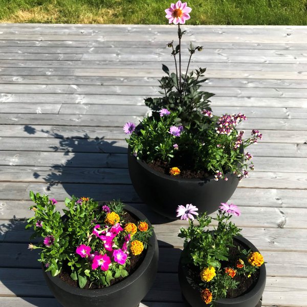 Fiberarmerade utekrukor | 3-pack | Granitsvart