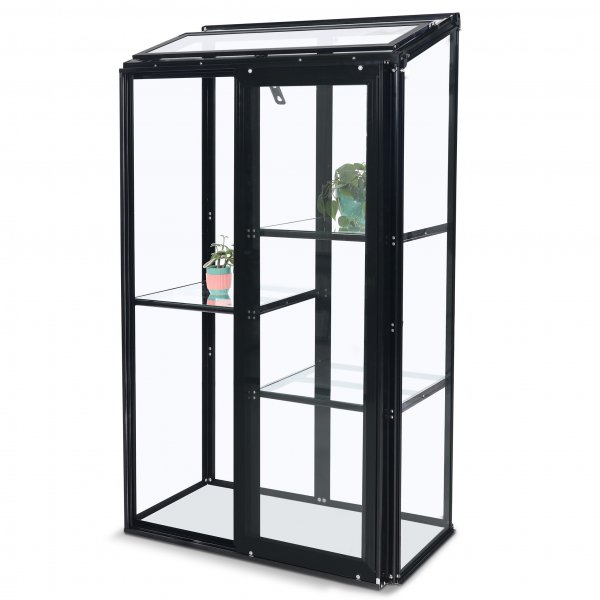Högt miniväxthus | 4mm säkerhetsglas | Svart Högt miniväxthus | 4mm säkerhetsglas | Svart