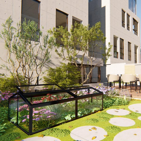 Miniv�xthus 4 �ppningsbara luckor | 4mm s�kerhetsglas | Svart