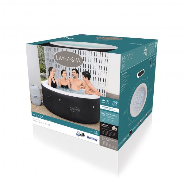 Lay-Z Spa Miami Airjet | Bestway uppblåsbart spabad 2-4 personer Lay-Z Spa Miami Airjet | Bestway uppblåsbart spabad 2-4 personer