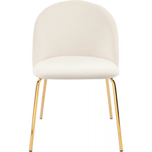 Matstolar i beige sammet med diamantmönster och mässingsben, 2-pack | Plaza Velvet Matstolar i beige sammet med diamantmönster och mässingsben, 2-pack | Plaza Velvet