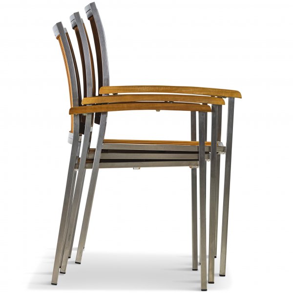 Stor rund trädgårdsgrupp i teak / rostfritt stål | Bord & 8 stolar Stor rund trädgårdsgrupp i teak / rostfritt stål | Bord & 8 stolar