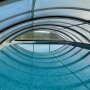 Pooltak 5x10m med sidodrr | Skjutbart - Aluminium