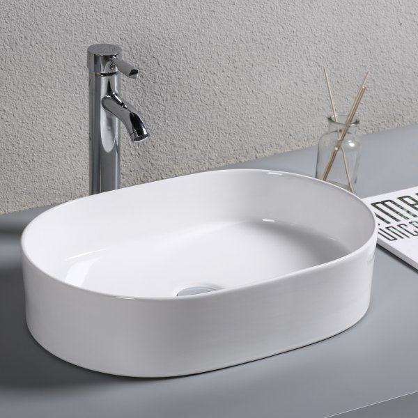 Ovalt handfat / tvättställ för bänk Ovalt handfat / tvättställ för bänk