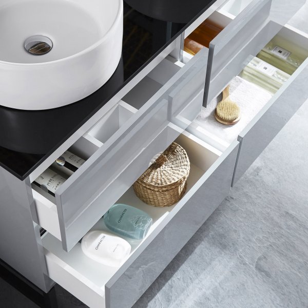 Badrumspaket | Kommod 117cm | Dubbla handfat | Spegel & h�gsk�p