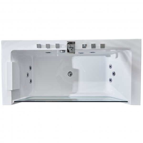 Bubbelbadkar med glasfront 170x80cm | Ergonomisk nackkudde | BK-019 Bubbelbadkar med glasfront 170x80cm | Ergonomisk nackkudde | BK-019