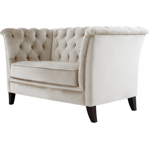 Chesterfieldf�t�lj Beige | Sammet, dekorativa nitar & ben i massivt tr� | Milton