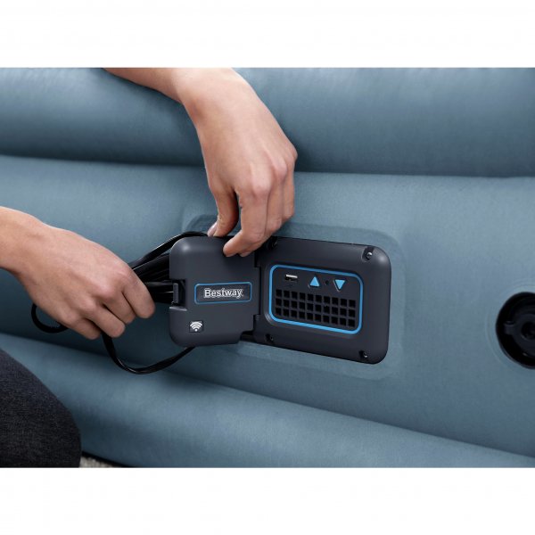 Luftmadrass för två med huvudgavel och app-styrd pump - Bestway 69060 Luftmadrass för två med huvudgavel och app-styrd pump - Bestway 69060