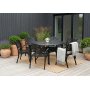 Rund matgrupp i aluminium f�r utomhusbruk | �130 cm | 6 stolar | Svart