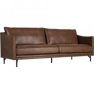 Soffa 3-sits | Cognacsf�rgat ecol�der, metallben & modern design | Harpan
