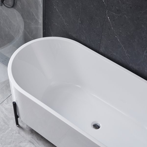 Badkar med ben 170cm | Helgjutet i akryl | Runda kanter