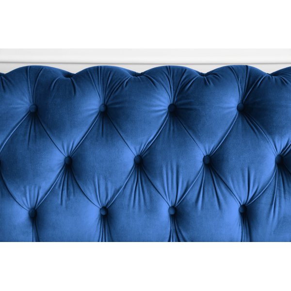 Chesterfieldsoffa 2-sits | Bl� sammet, kallskum & avtagbar kl�dsel | Milton