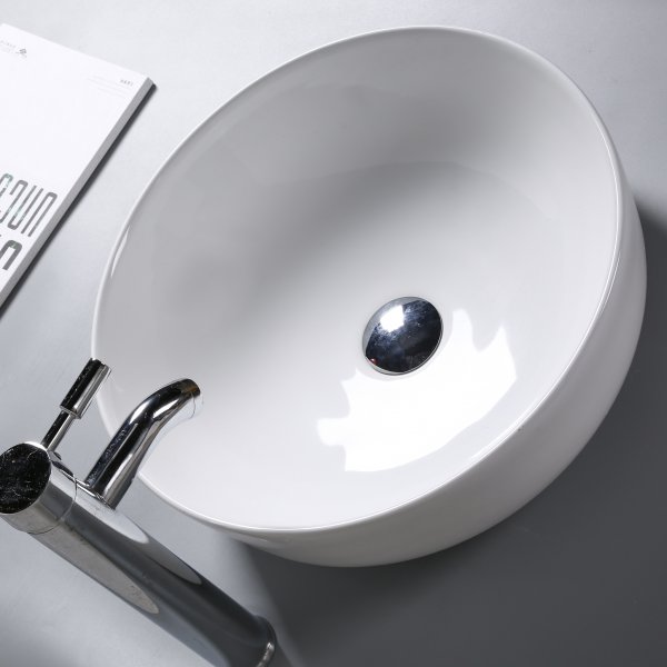 Runt fristående handfat för bänkskiva Runt fristående handfat för bänkskiva