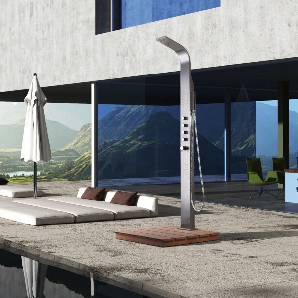 Komplett utedusch med massage | Borstat rostfritt stål Komplett utedusch med massage | Borstat rostfritt stål