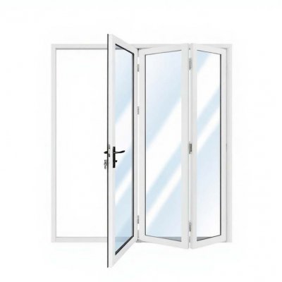 Vikbar altandörr 1,8 x 2,0 m | Aluminium vit | Enkelglas | Mått: 1,82 x 2,0 m (72 x 80 )