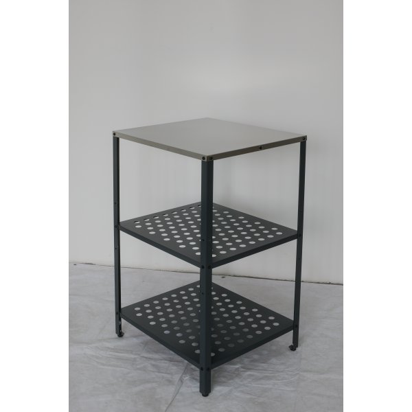 V�xthusbord i galvaniserat st�l | 3 hyllplan | Arbetsbord f�r v�xthus | Svart