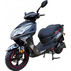 Elmoped 2000W | 72V 20Ah litiumbatteri | Upp till 45 km/h | Moped klass I | Räckvidd 50 km | Svart med röda detaljer Elmoped 2000W | 72V 20Ah litiumbatteri | Upp till 45 km/h | Moped klass I | Räckvidd 50 km | Svart med röda detaljer