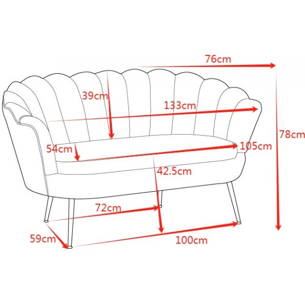 Soffa 2-sits | Sammet, vågformat ryggstöd & mässingsdetaljer | Kingsley Grön Soffa 2-sits | Sammet, vågformat ryggstöd & mässingsdetaljer | Kingsley Grön