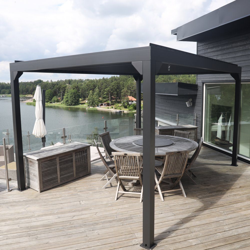 Pergola Premium 3x3m | Aluminium | Öppningsbara lameller | Metalcraft | Premium-pergola med öppningsbart lamell-tak