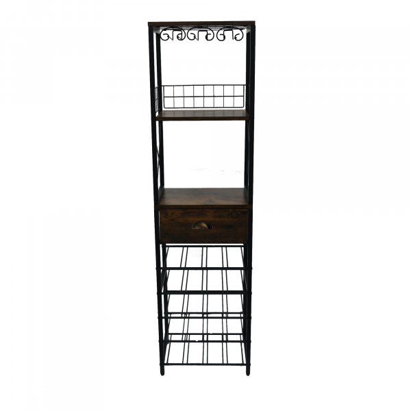 Svart vinställ i metall | 40x30x148 cm | Barskåp Svart vinställ i metall | 40x30x148 cm | Barskåp