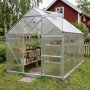 Klassiskt v�xthus i aluminium 5,9 m� | UV-skyddad kanalplast & bas ing�r