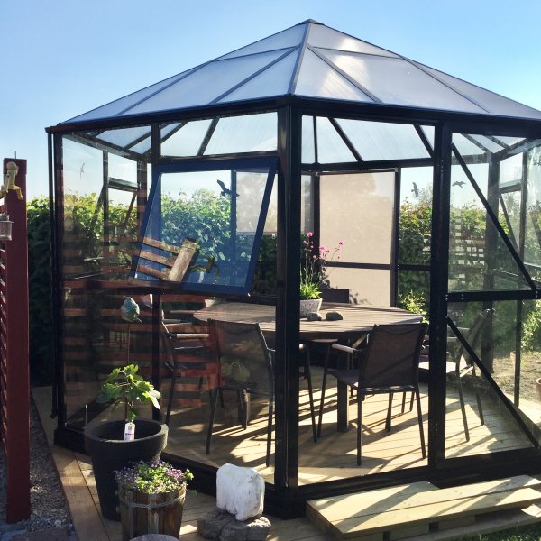 Orangeri och lusthus 7,8m² | Sexkantigt växthus| 4mm säkerhetsglas Orangeri och lusthus 7,8m² | Sexkantigt växthus| 4mm säkerhetsglas