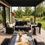 Loungegrupp utem�bler | Svart konstrotting | R�grund