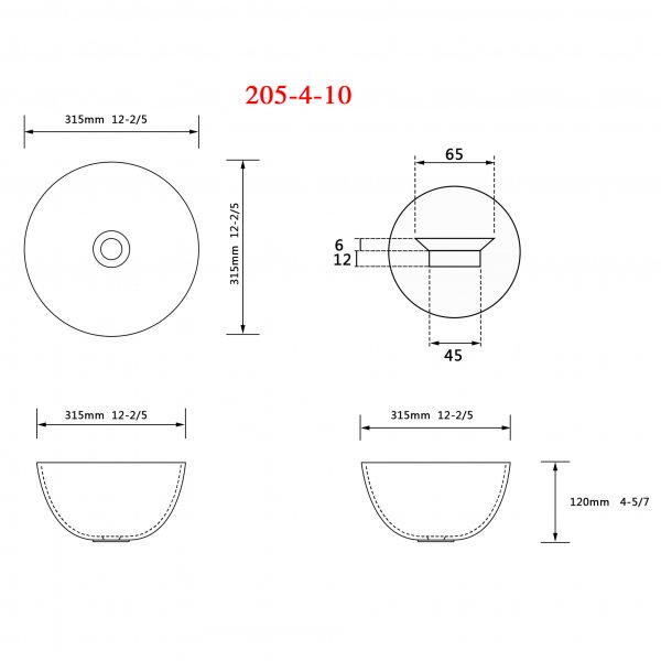 Runt tvättställ 31cm | Skålformad design i porslin Runt tvättställ 31cm | Skålformad design i porslin