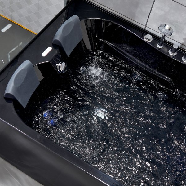 Bubbelbadkar för två 170x120cm | Värmare & ljusterapi | BK-008 | Svart Bubbelbadkar för två 170x120cm | Värmare & ljusterapi | BK-008 | Svart