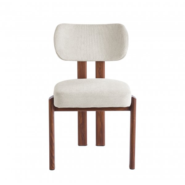 Matstol i beige tyg med valn�tsf�rgade metallben, 4-pack | Callum