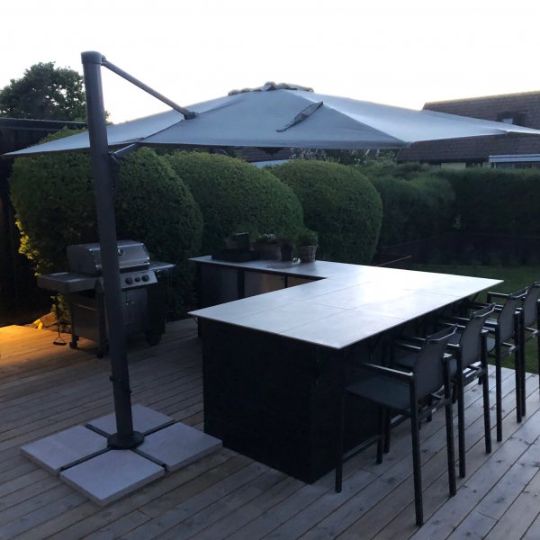 Rektangulrt premiumparasoll 3x4m | Kraftig konstruktion | Gr
