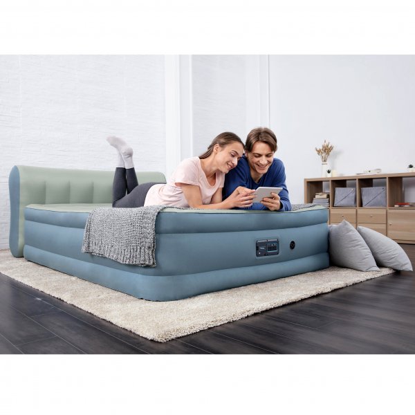 Luftmadrass för två med huvudgavel och app-styrd pump - Bestway 69060 Luftmadrass för två med huvudgavel och app-styrd pump - Bestway 69060