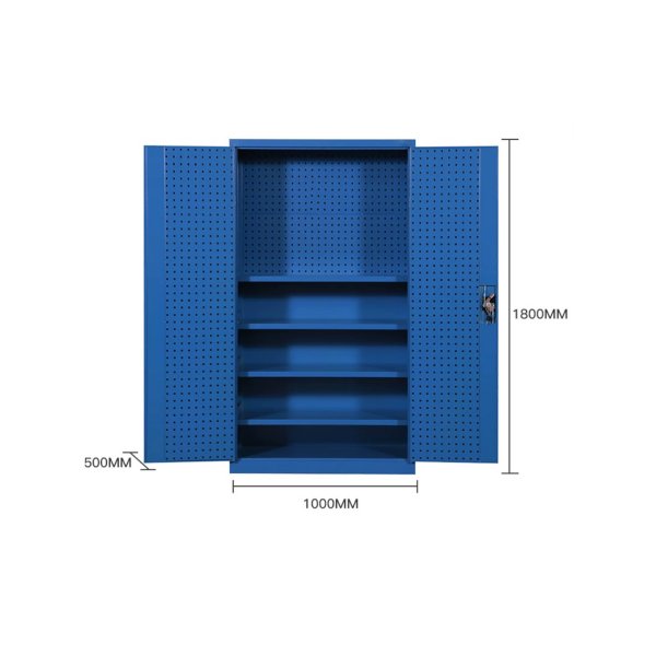 Garageskåp med dubbel dörr och pegboard |100x50x180cm | Blå Garageskåp med dubbel dörr och pegboard |100x50x180cm | Blå