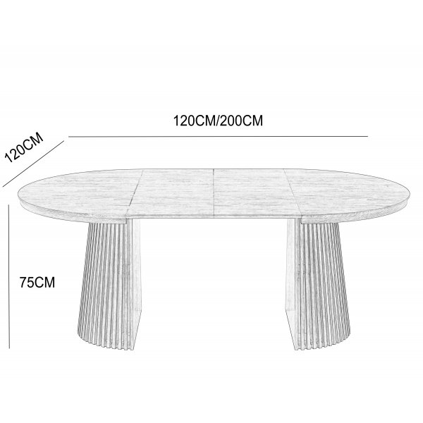 Förlängningsbart runt matbord 120–200 cm i ek med plats för 4–10 personer | Crossby Förlängningsbart runt matbord 120–200 cm i ek med plats för 4–10 personer | Crossby