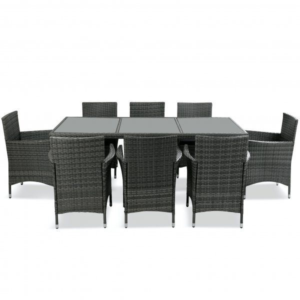 Matgrupp utembler med 8 stolar | Dynor ingr | Gr | Lyfco Lysekil