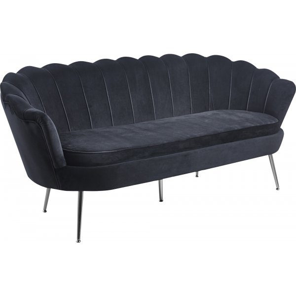 Kingsley 3-sits soffa � Svart sammet med kromben | Modern lyx & h�g komfort