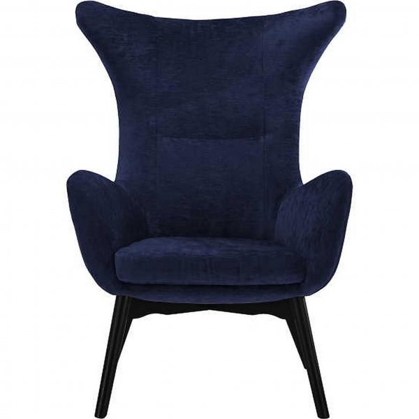 Elegant textilfåtölj med hög rygg | Mörkblå | Kim Elegant textilfåtölj med hög rygg | Mörkblå | Kim