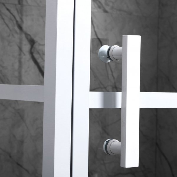 Duschh�rna med vita profiler | 6mm s�kerhetsglas