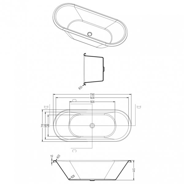 Badkar med tassar 176cm | Frist�ende | Lyxig design