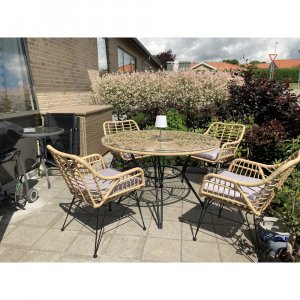 Tr�dg�rdsbord Rund 120 cm | Ljus Konstrotting | Solstund