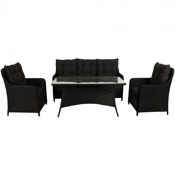 Loungegrupp utembler | Svart konstrotting | Rgrund