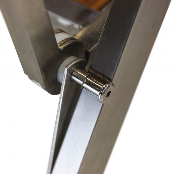 Rund trädgårdsgrupp i teak / rostfritt stål | Bord & 6 positionsstolar Rund trädgårdsgrupp i teak / rostfritt stål | Bord & 6 positionsstolar